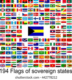 Bahamas, collection of vector images of flags of the world