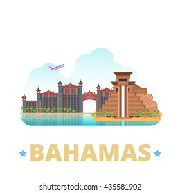 Bahamas country badge fridge magnet design template. Flat cartoon style historic sight showplace web site vector illustration. World vacation travel sightseeing America collection. Atlantis Paradise.
