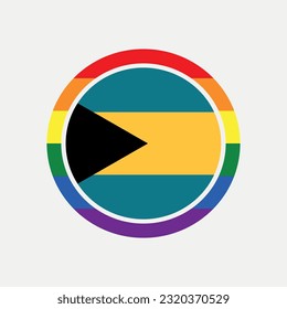 Bahamas country flag circle - lgbt flag graphic element Illustration template design
