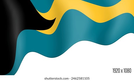 Bahamas country flag realistic independence day background. Bahama commonwealth banner in motion waving, fluttering in wind. Festive patriotic HD format template for independence day