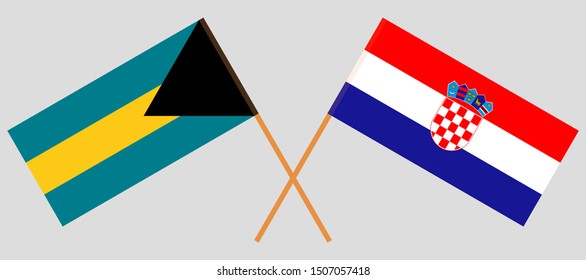 Bahamas and Croatia. Crossed Bahamian and Croatian flags