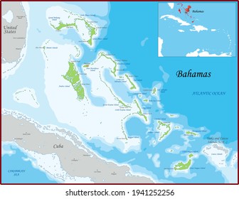 The Bahamas is divided into districts which are colored with different bright colors