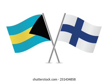 Bahamas and Finland flags. Vector illustration.