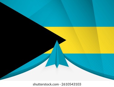 The Bahamas Flag with Abstract Paper Airplane Design, National Flag in a geometric folded paper style. Vector illustration.
