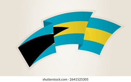 The Bahamas Flag in Abstract Ribbon Shape, National Symbol of the The Bahamas. This vector is ideal for use in national events, Independence Day, international sports competitions.