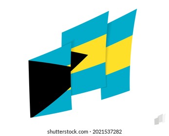 Die Bahamas-Flagge in abstraktem Rippendesign. Modernes Design der Flagge der Bahamas. Vektorsymbol.