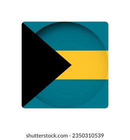 Bandera de las Bahamas - detrás del agujero de papel circular cortado con sombra interior.
