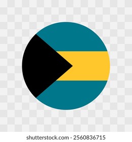 Bahamas flag - circle vector flag isolated on checkerboard transparent background