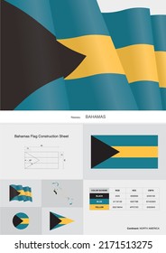 bahamas flag construction sheet vector