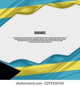 Bahamas flag design. Waving Bahamas flag made of satin or silk fabric. Vector Illustration.