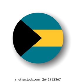 Bahamas flag - flat vector circle icon or badge with dropped shadow.
