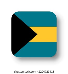 Bahamas flag - flat vector square with rounded corners and dropped shadow.