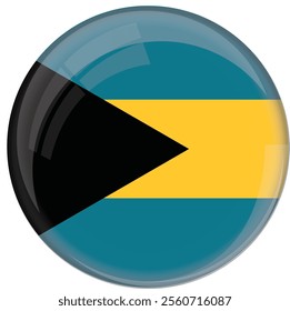 Bahamas flag with glossy rounded button for football team and national emblem