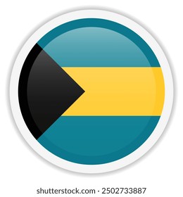 Bahamas flag. Glossy vector icon with shadow underneath. Icon for mobile apps, UI and web design. Vector icon on white background