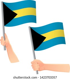 Bahamas flag in hand. Patriotic background. National flag of Bahamas vector illustration