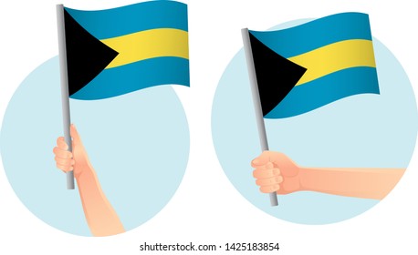 Bahamas flag in hand. Patriotic background. National flag of Bahamas vector illustration