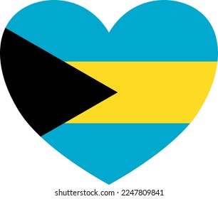 Bahamas  flag in heart shape isolated  on  transparent  background