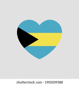 Bandera de Bahamas con forma de corazón vectorial amor a Bahamas