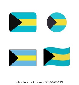 Vector de icono de bandera de Bahamas aislado en fondo blanco