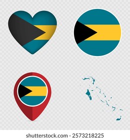 Bahamas Flag Icons Pack. Vector illustration.