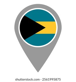 Bahamas flag location pin, flag application, Flag on Location Pin, graphic design, map pointer, vector illustration.