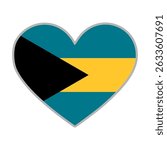 Bahamas flag. Bahamas love flag. Bahamas flag in heart shape. Love symbol. Vector illustration