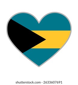 Bahamas flag. Bahamas love flag. Bahamas flag in heart shape. Love symbol. Vector illustration