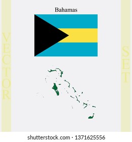 Bahamas flag and map, abstract vector art illustration