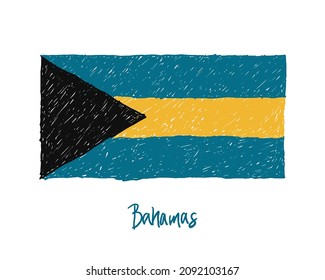 Bahamas Flag Marker or Pencil Color Sketch 