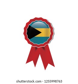 Bahamas flag medal vector design.  Realistic 3D red color