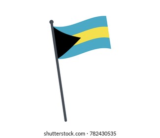 bahamas flag. The national flag of bahamas on a pole. The waving flag. The sign and symbol of the country. Realistic vector on white