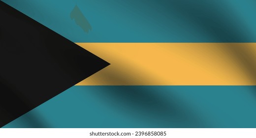 Bahamas flag. The official ratio. The wavy flag. Standard size. Standard color. Flag icon. 3d illustration. Digital illustration. Computer illustration. Vector illustration.