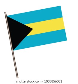 Bahamas flag on the flagpole. Official colors and proportion correctly. waving of Belize flag on flagpole, vector illustration isolate on white background.