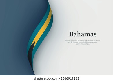 Bahamas flag on Waving ribbon. Template for independence day