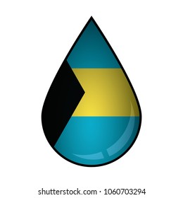 The Bahamas flag painted on 3D water drop