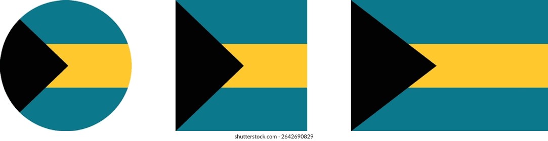 
The Bahamas flag PNG vector. The Bahamas square and round icon isolated on transparent PNG background. The Bahamas flag icon.