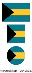 
The Bahamas flag PNG vector. The Bahamas square and round icon isolated on transparent PNG background. The Bahamas flag icon.