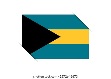 Bahamas flag - rectangle colorful flag representing a country cultural identity and heritage. The essence of national pride and unity. Attached by the corners in a paper album