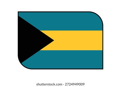 Bahamas flag with rounded corners and border