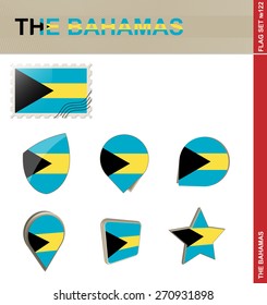 The Bahamas Flag Set, Flag Set #122. Vector.