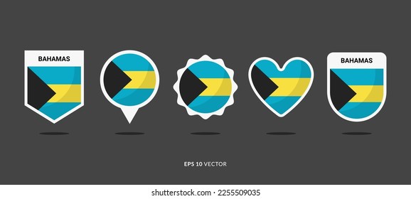 Bahamas Flag Set Vector Illustration. Good Used for Sticker, Logo, Icon, Clipart, Etc - EPS 10 Vector