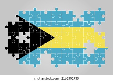 Bandera de las Bahamas forma del vector del rompecabezas, mapa del rompecabezas, bandera de las Bahamas para los niños y el aula, logotipo de país activo, concepto de solución de problemas, diseño plano