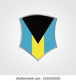 Bahamas Flag with Shield Frame. National Flag