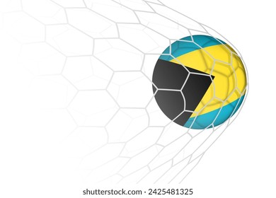 La bandera de las Bahamas de fútbol en la red. Ilustración deportiva vectorial.