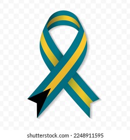 Bahamas flag stripe ribbon vector illustration on a transparent background vector image (PNG).