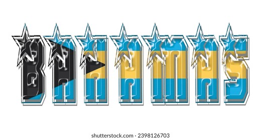fuente de texto de la bandera de BAHAMAS, fondo de color de la bandera de BAHAMAS 3D, ilustración vectorial de la bandera de BAHAMAS