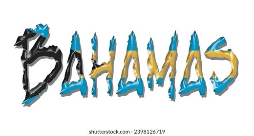 BAHAMAS-Flaggentext-Schriftart, 3D-BAHAMAS-Flaggenbunter Hintergrund, BAHAMAS-Flagge, Vektorgrafik
