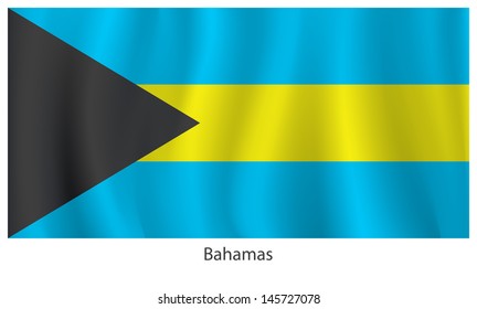 Bahamas flag with title on the white background