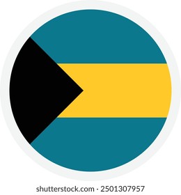 Bahamas flag. Vector circle icon on transparent background. Icon for mobile apps, UI and web design. EPS10