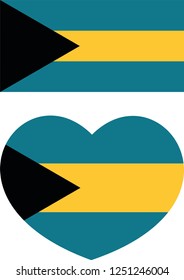 Bahamas flag, vector, heart shape, sticker